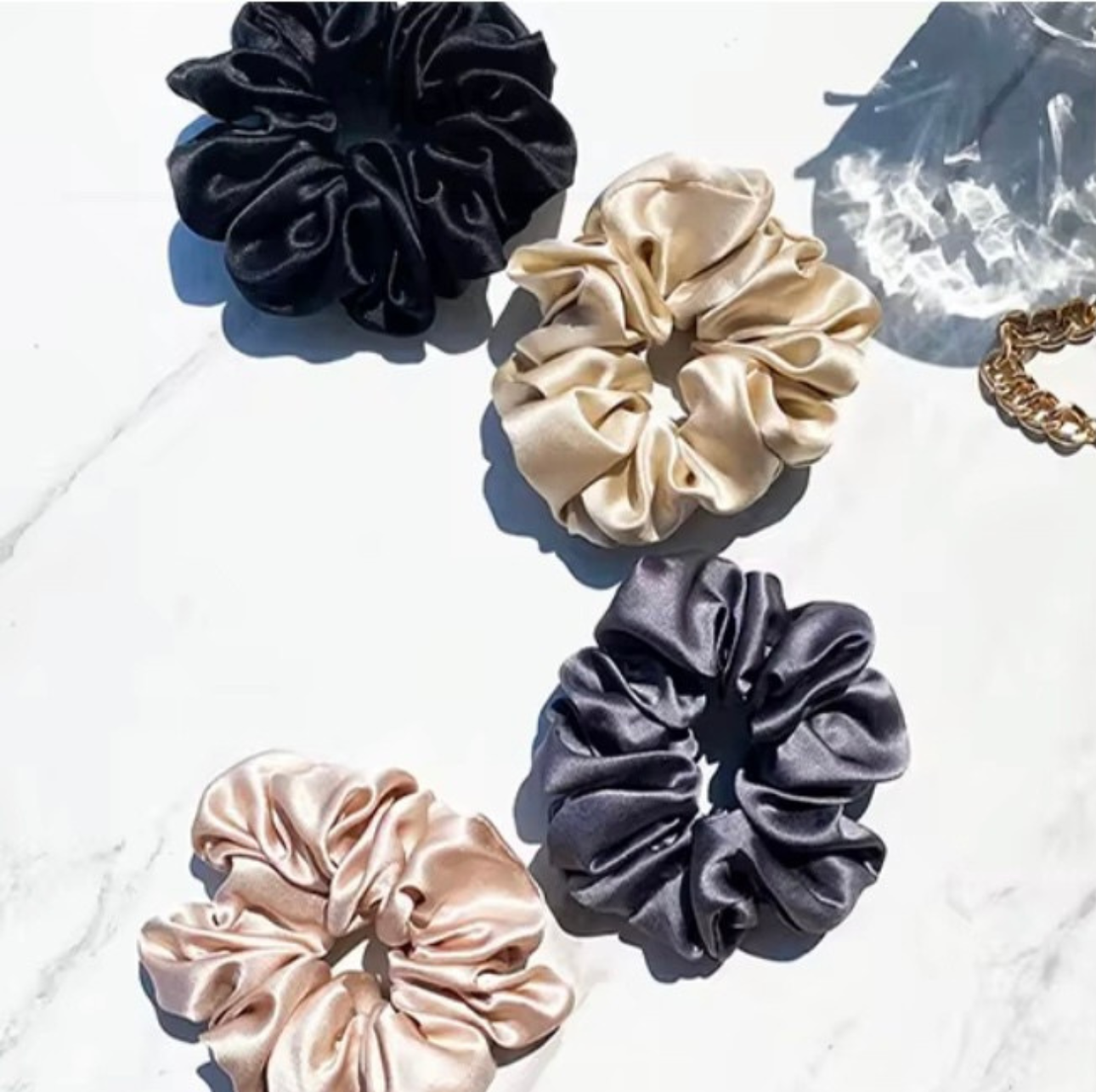 Luxe Silk Scrunchie – Light Gold
